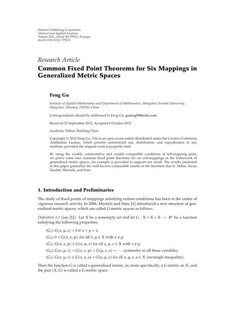 Pdf Common Fixed Point Theorems For Six Mappings In Generalized