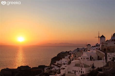 Sunset In Santorini Greece Greeka