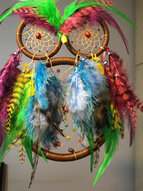 Colorful Owl Dream Catcher Animal Room Decor Dreamcatcher Etsy