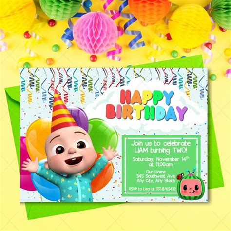 Editable Little Cocomelon Little Baby Birthday