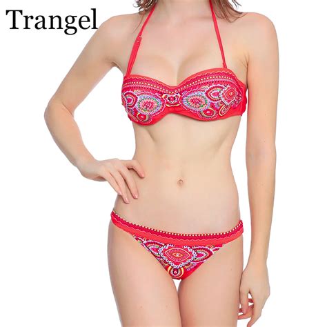 Trangel 2018 Sexy Bikini Brand Swimsuit For Women Print Swimwear Push