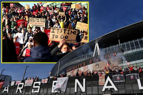 Get Out Of Our Club Angry Arsenal Fans Protest Against Owner Stan