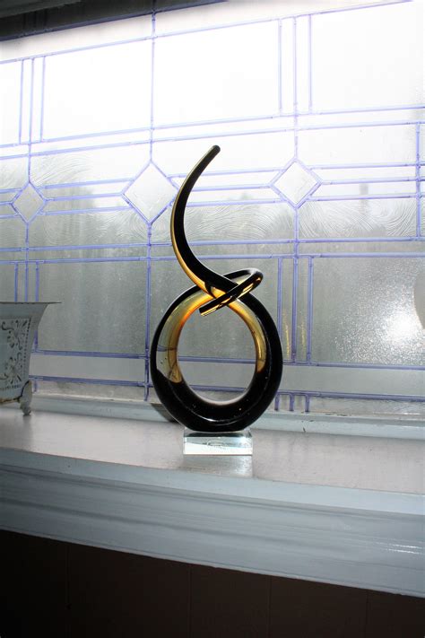 Vintage Murano Glass Spiral Sculpture Brown And Gold