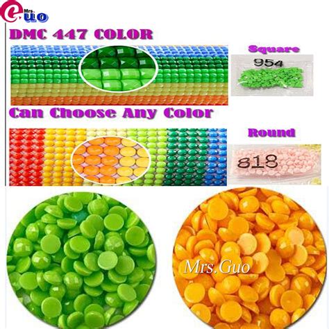 Wholesale Dmc 447 Colors Full Round Square Drill Diamond Rhinestone Diy