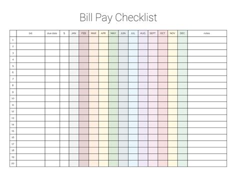 Free Bill Pay Checklists Bill Calendars Pdf Word Excel Free Printable Bill Payment