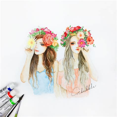 For tips and tricks to get you started, click here ! Flowers and girls | Drawings of friends, Best friend ...