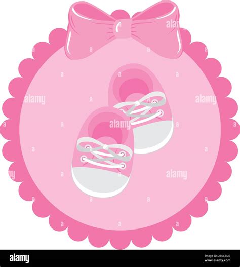 Cute Shoes Baby In Lace Frame Isolated Icon Stock Vector Image And Art