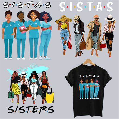 Black Girl Sistas Patch On Clothing Iron On Transfers Patch Washable T