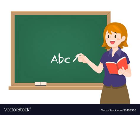 Female Teacher On Lesson With Chalkboard Vector Image