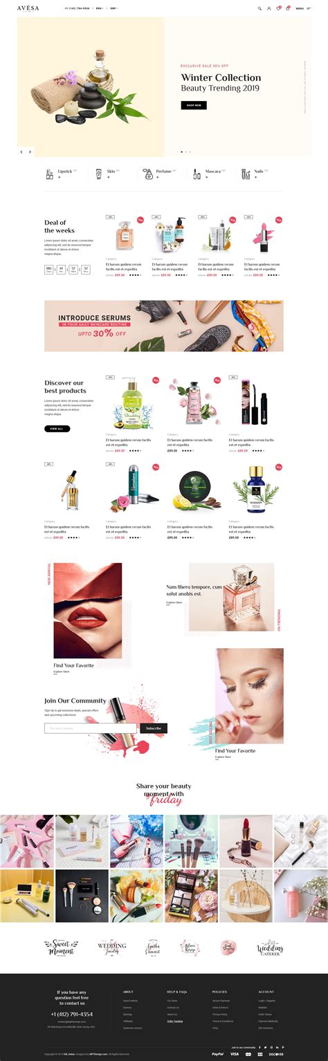 Avesa Beauty Cosmetics Store Elementor Woocommerce Wordpress Theme