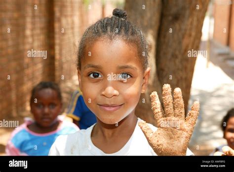 Girl Showing Her Sandy Hand At A Kindergarten Gaborone Botswana