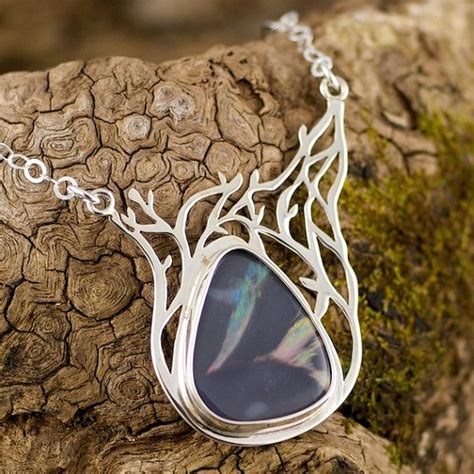 Unique Black Fire Opal Whimsical One Of A Kind Necklace Etsy