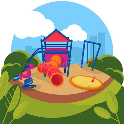 Vector Background Of Cartoon Playground In Park Stock Vector