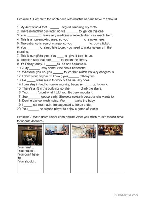 Modal Verbs Must Have To Should Crea English Esl Worksheets Pdf Doc