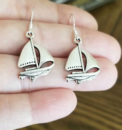 Sterling Silver Earrings Sailboat Dangle Earring Sailboat Jewelry