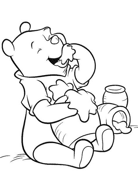 Winnie the pooh eating honey. Pooh Honey Pot Coloring Coloring Pages