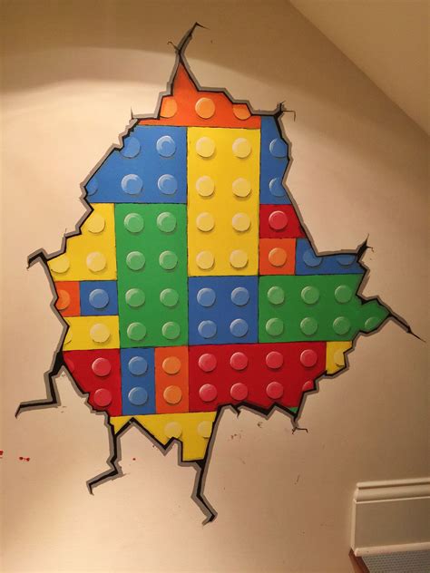 Hand Painted Mural Lego Brick Wall Lego Painting Painting Minecraft
