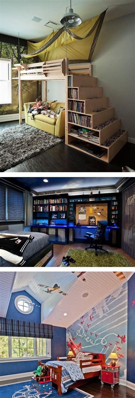 Loft beds are similar to bunk beds in structure except for the missing bottom bunk. 30 Awesome Teenage Boy Bedroom Ideas -DesignBump