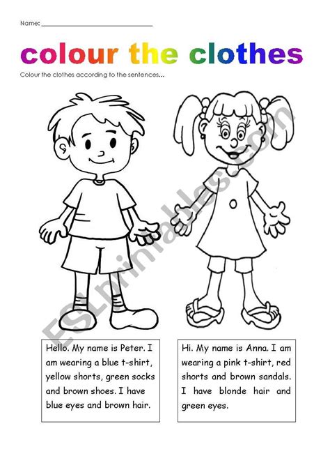 Coloring Clothes Worksheets For Kindergarten Printable Kindergarten