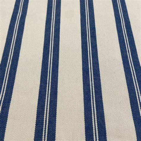 Blue Off White Striped Fabric Material Upholstery 56 Wide By Etsy