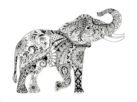 Black And White Elephant Drawing Elephant Art Elephant Etsy