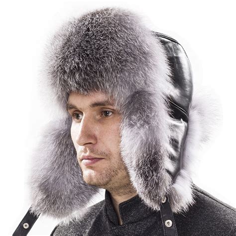 Yechne Male Winter Fashion Earmuff Thick Warm Real Fox Fur Back Leather