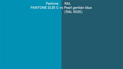 Pantone 3135 C Vs Ral Pearl Gentian Blue Ral 5025 Side By Side Comparison
