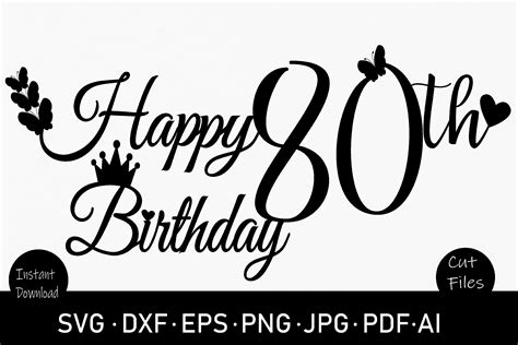 80th Happy Birthday Cake Topper Svg Grafik Von Rizwana Khan · Creative
