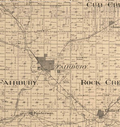 Jefferson County Nebraska 1889 Old Wall Map Reprint With Etsy