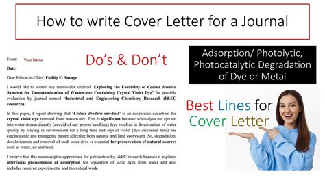 How To Write Cover Letter To Journal Editor Requirement For Submission