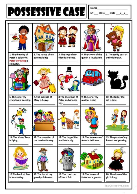 POSSESSIVE CASE 1 + KEY worksheet - Free ESL printable worksheets made