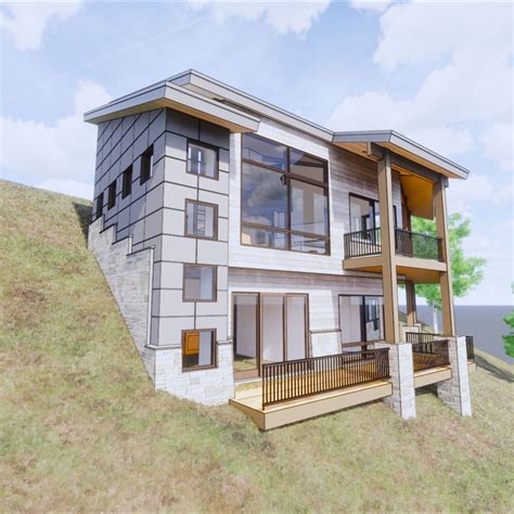 Mountain Modern Steep Slope Hillside House Sloping Lot House Plan