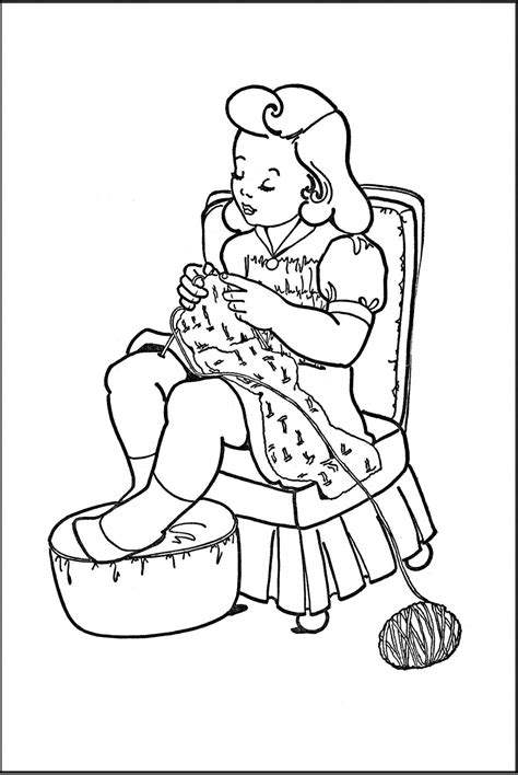 This best fashion dress coloring pages idea will be great solution to see the inspiration. Kids Printable - Coloring Page - Girl Knitting - The ...