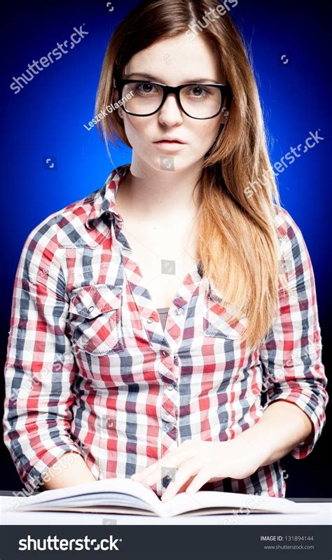 Strict Calm Young Woman Nerd Glasses Stock Photo 131894144 Shutterstock