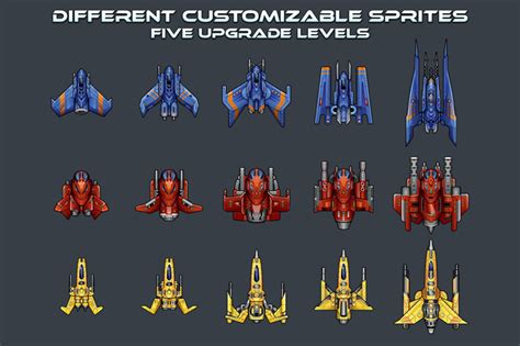 Spaceship 2d Sprites By Free Game Assets Gui Sprite Tilesets