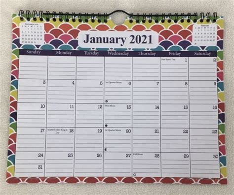 2021 Spiral Hanging Monthly Wall Calendar Planner Organizer 12 Months