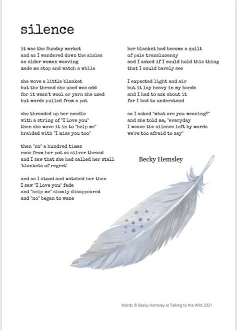 Silence Original Poem By Becky Hemsley At Talking To The Wild