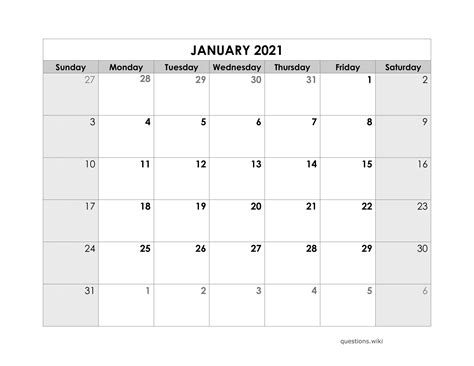 2021 12 Month Printable Calendar Free 12 Month Calendar Printable