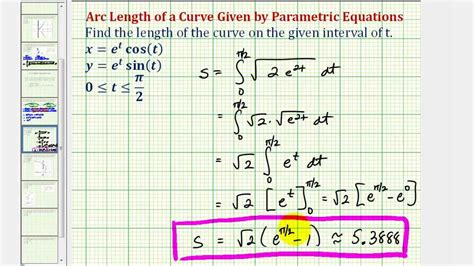 Ex 2 Determine The Arc Length Of A Curve Given By Parametric Equations Youtube