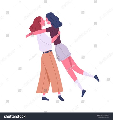 two enamored lesbian girl hugging enjoy stock vector royalty free 1722580729 shutterstock