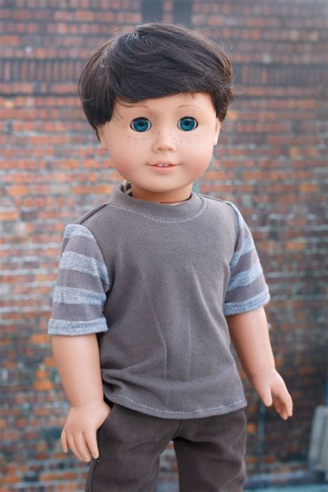 American Boy Doll Clothes Brown And Gray Colorblock Boy Short Sleeve