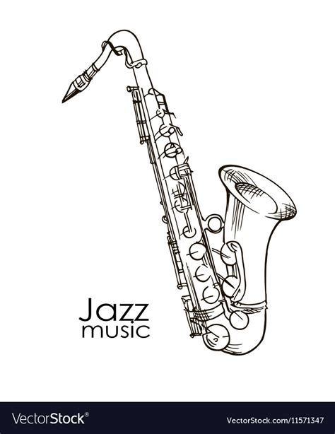 Hand Drawn Saxophone Royalty Free Vector Image