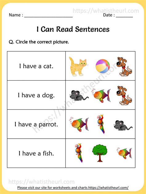 I Can Read Sentences Worksheet