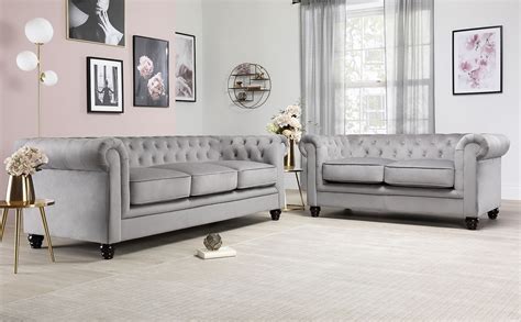 Hampton Grey Velvet Chesterfield Sofa 32 Seater Furniture Choice