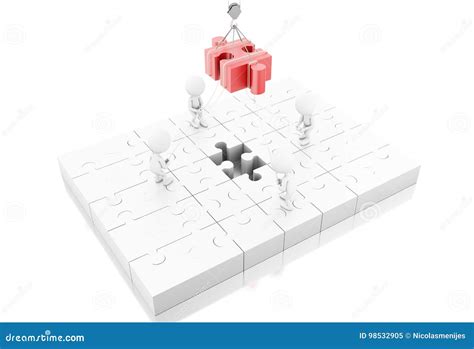 3d Illustration Business Team Building A Puzzle Jigsaw Stock