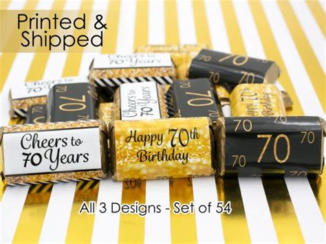 70th Birthday Candy Wrappers For Hershey Miniatures Bars 45ct Etsy