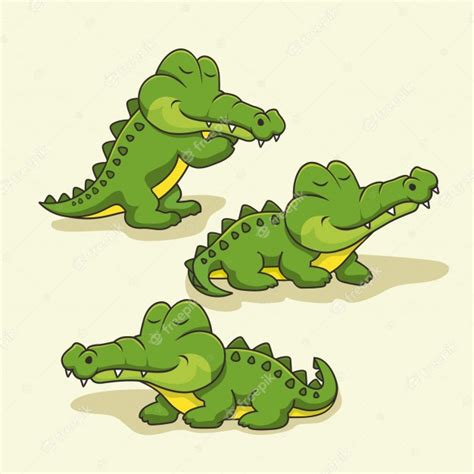 Premium Vector Alligator Cartoon Cute Crocodile Animals Set