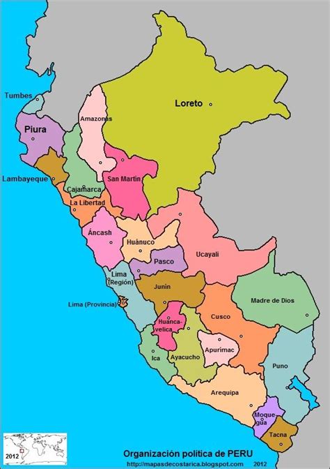 Perú Organizacion Politica Peru Mapa