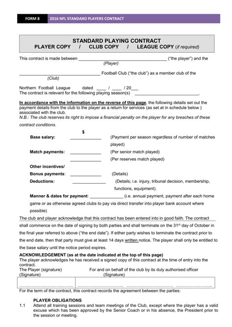 Football Contract Template Fill Online Printable 50 Off
