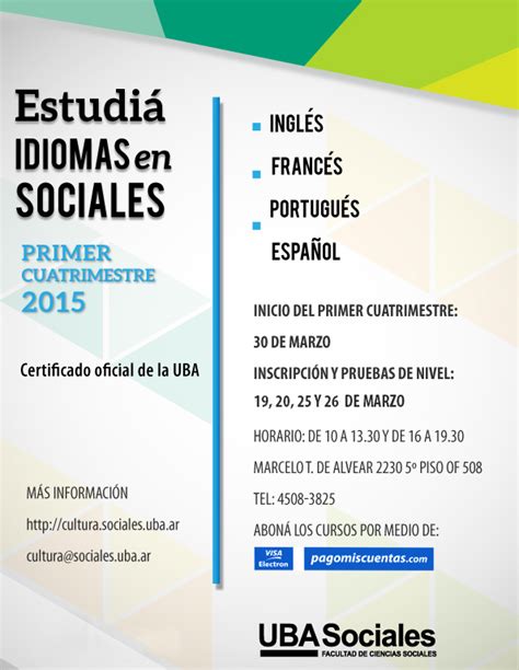 Cursos De Idiomas Primer Cuatrimestre 2015 Facultad De Ciencias Sociales